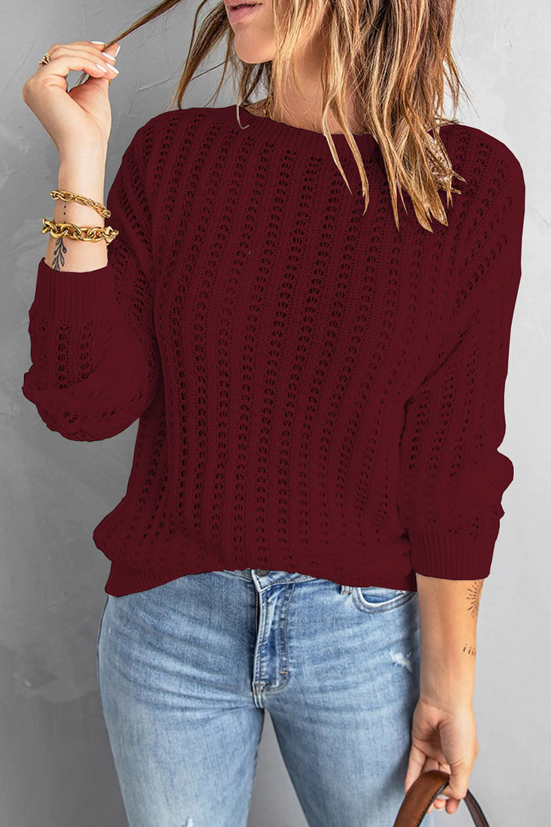 Casual Solid Color O-Neck Sweater for Women