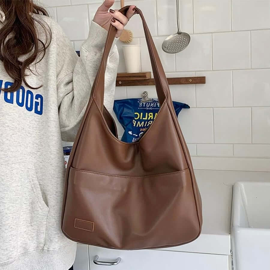 Vegan Leather Shoulder Bag with Spacious Design