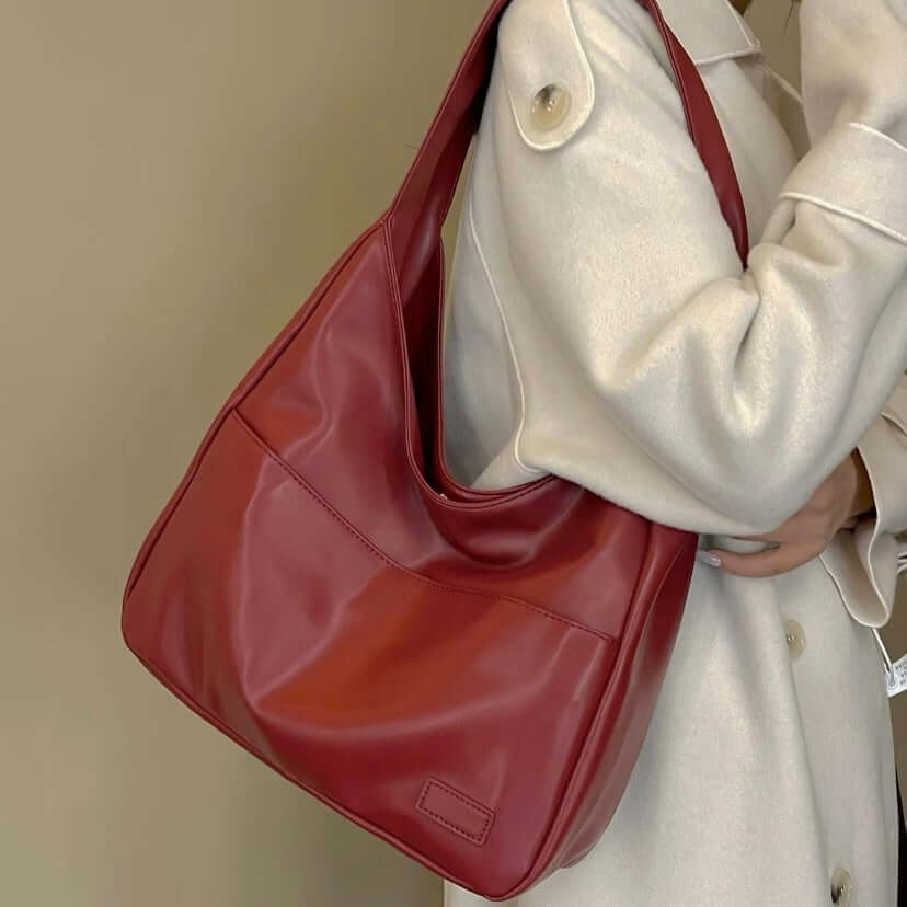 Vegan Leather Shoulder Bag with Spacious Design