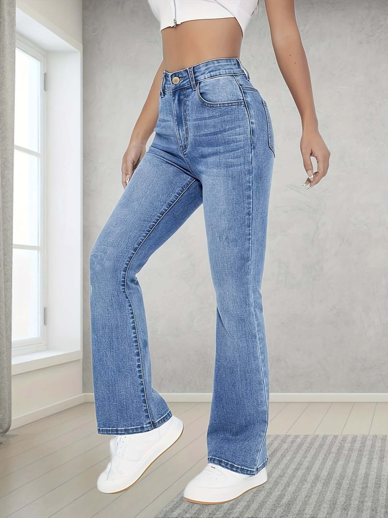 Light Blue Bootcut Jeans for Women's Casual Style