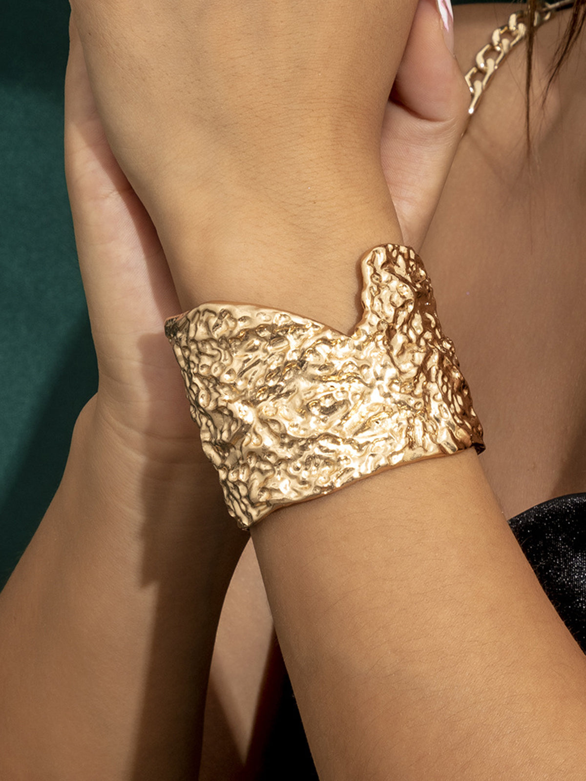 Irregular Gold Cuff Bracelet with Unique Design