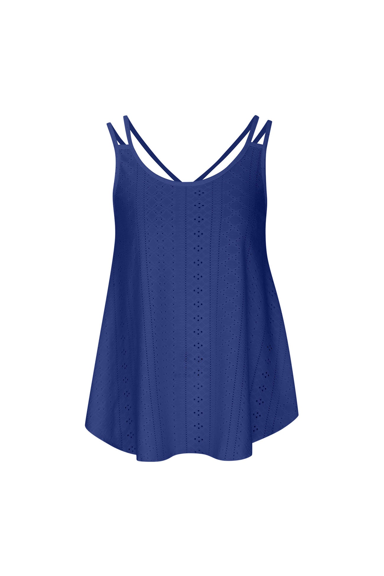 Eyelet Strappy Scoop Tank Top for Casual Summer Wear