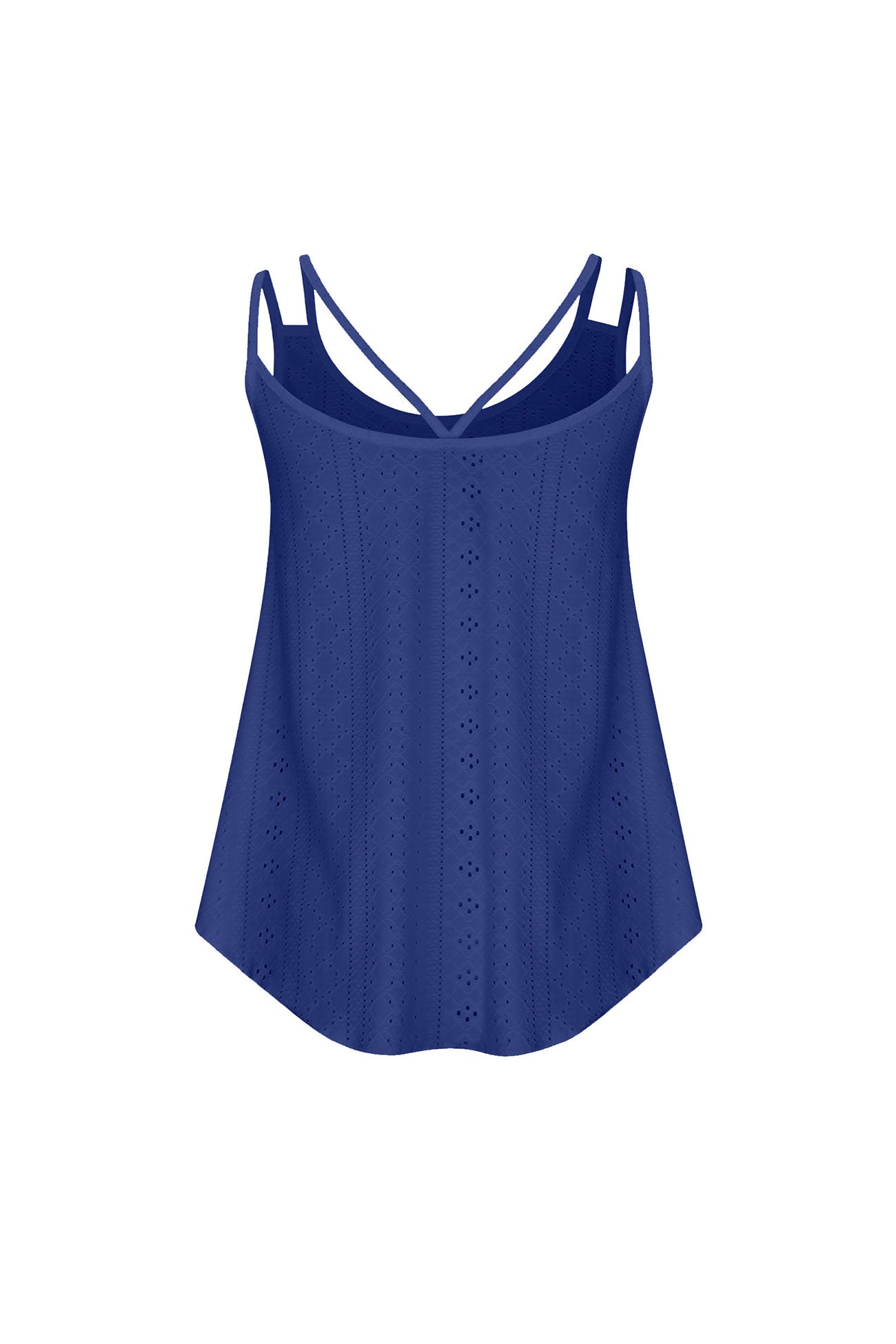 Eyelet Strappy Scoop Tank Top for Casual Summer Wear